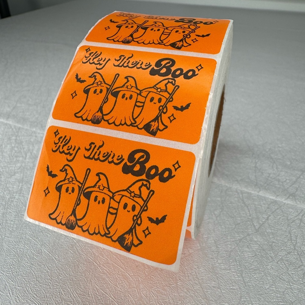 Hey Boo orange Sticker, Ghost Sticker, Halloween Sticker packaging stickers new - Picture 11 of 11